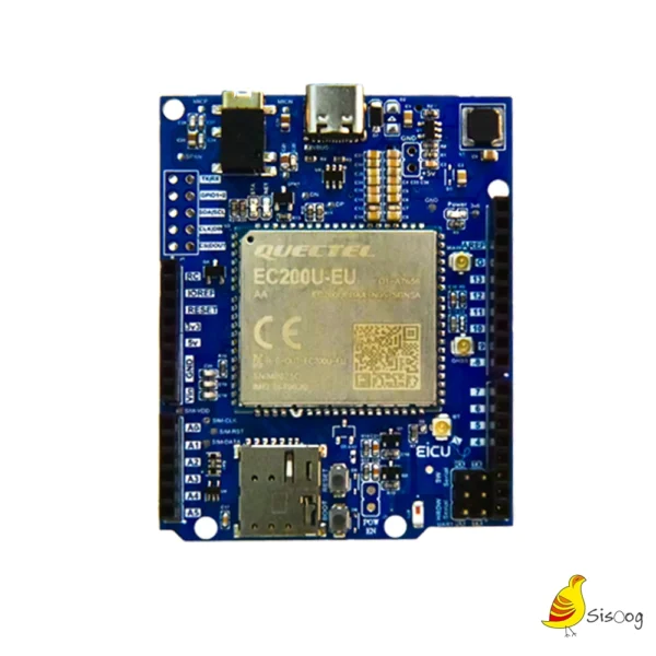 تصویر شیلد توسعه آردوینو EC200U 4G GNSS کویکتل نمای جلویی شیلد آردوینو EC200U-EU کویکتل 4G با جایگاه سیمکارت، USB-C