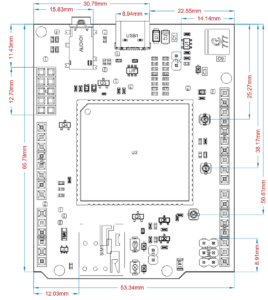 ابعاد شیلد توسعه آردوینو EC200U 4G GNSS کویکتل:65.79 × 53.34 mm